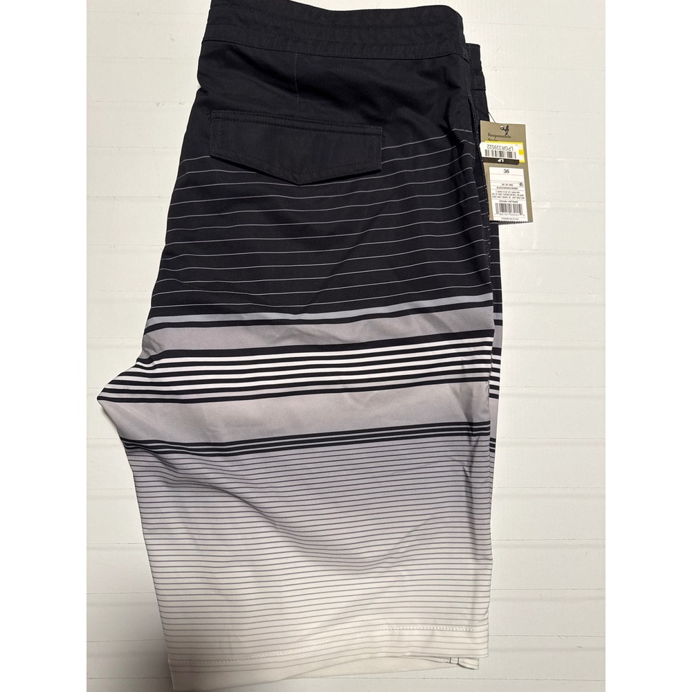 Goodfellow & Co Mens Board Shorts Black Gradient Striped Swim Trunks Size 36 - Picture 7 of 7